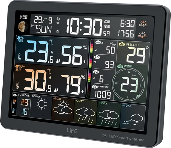 Μετεωρολογικός σταθμός 7,5" με πενθήμερη πρόβλεψη καιρού, ασύρματο εξωτερικό αισθητήρα, ρολόι και ξυπνητήρι